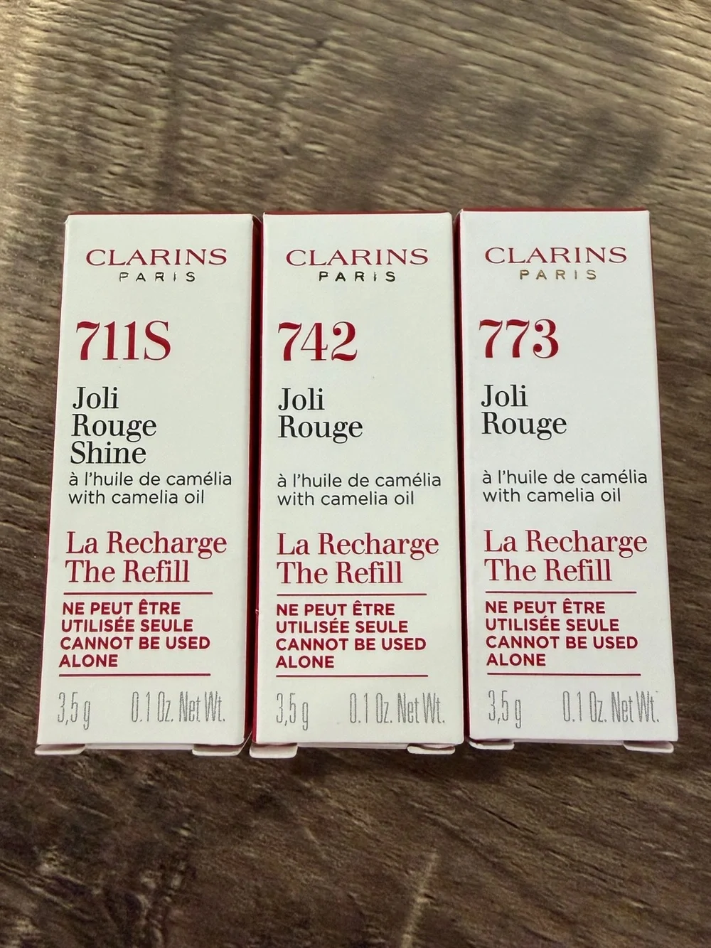3 x Clarins Joli Rouge Lipstick La Recharge The Refill in 3 Shades NEW